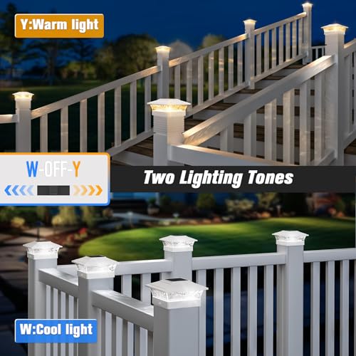 Solar Post Cap Lights Outdoor 12 Pack Waterproof Deck Fence Fit 4x4 Wood Vinyl Posts a7