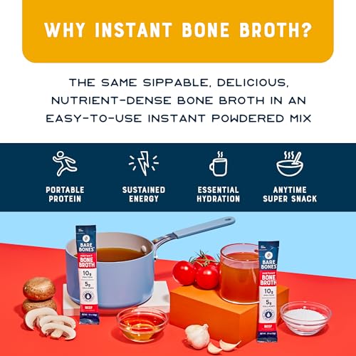 Bone Broth Instant Powdered Beverage Mix, Chicken & Beef Variety Pack 32 Sticks a7