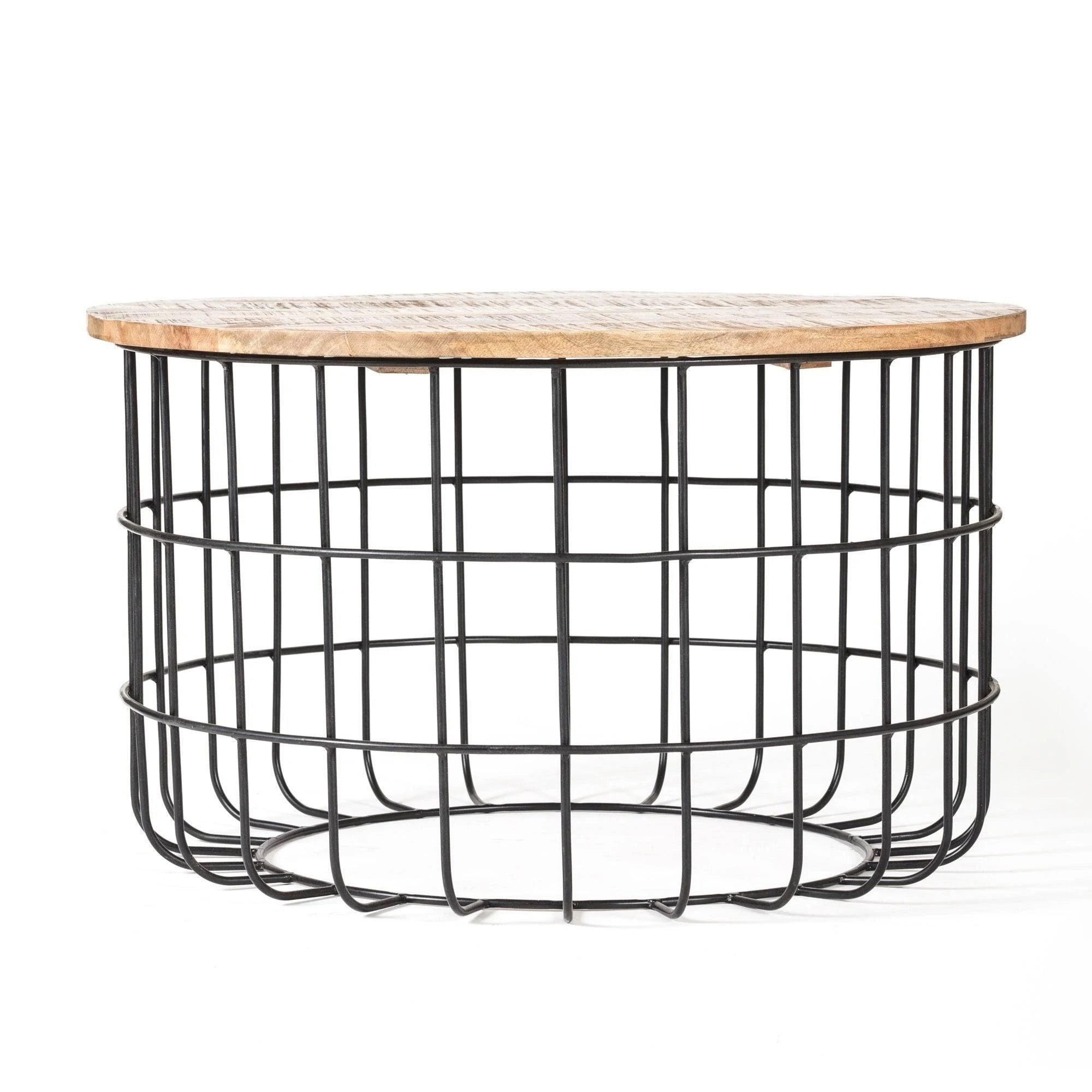 Coffee Table Wood Cage Black Natural k7