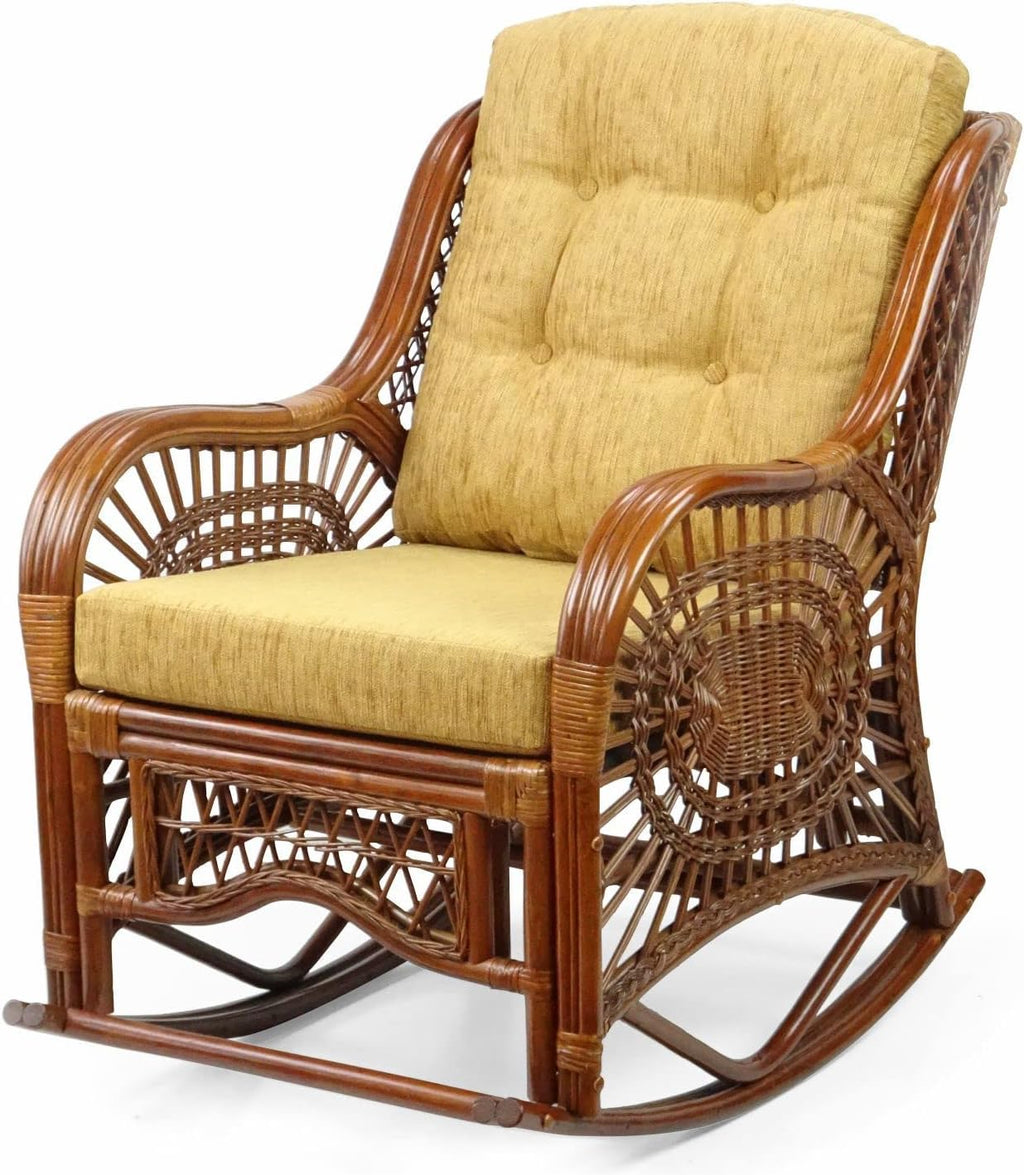 Rattan Rocking Lounge Chairs Set of 2 with Coffee Table a7