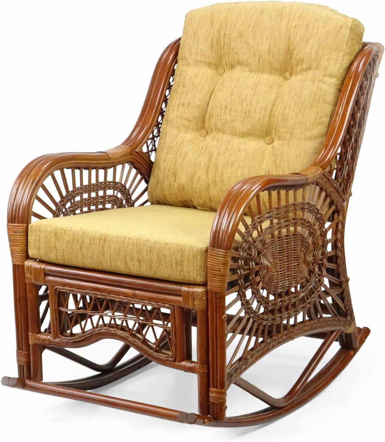 Rattan Rocking Lounge Chairs Set of 2 with Coffee Table a7