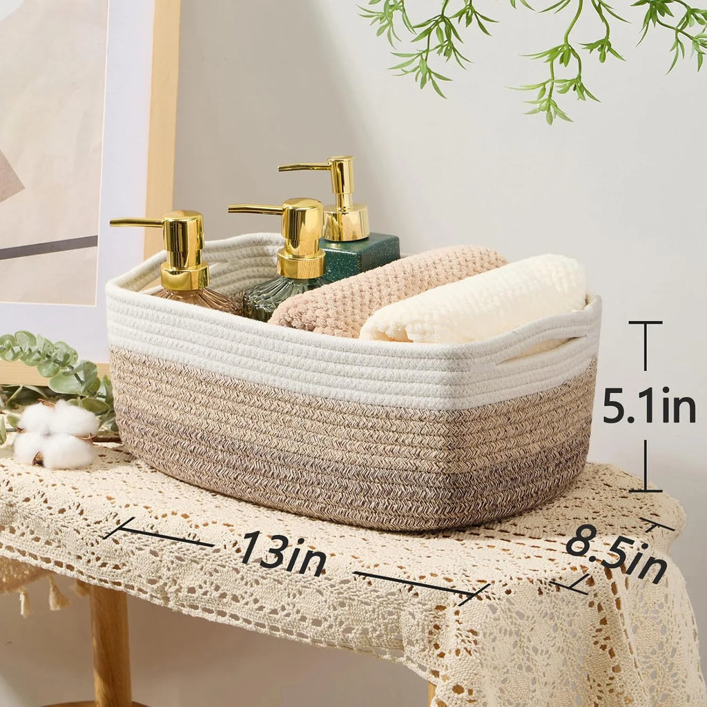 Small Storage Baskets for Organizing, Woven Rope Cube Bins 3 Pack a7