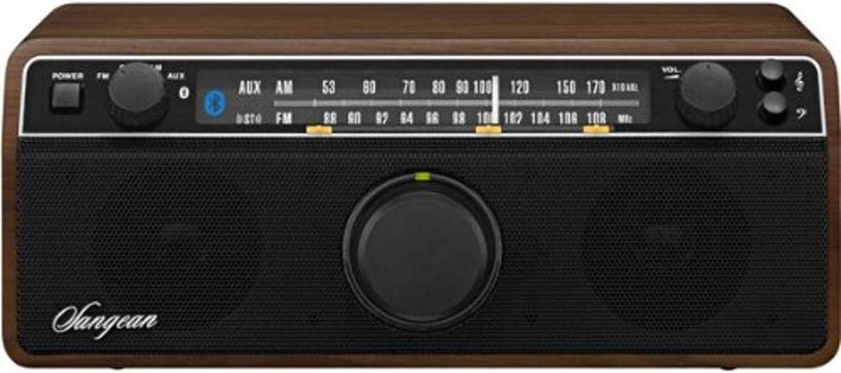 AM/FM Bluetooth Stereo Wooden Radio Dark Walnut k7