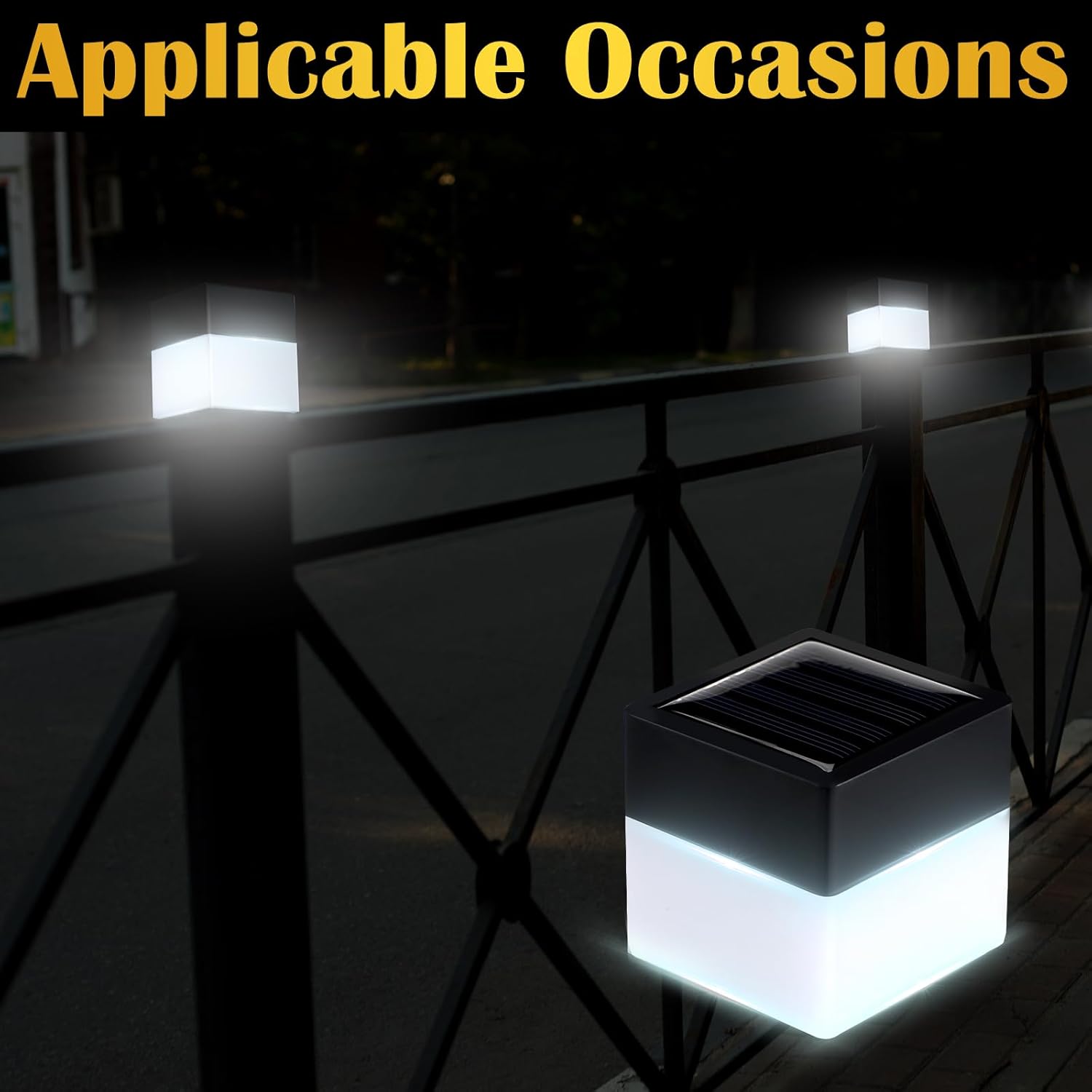 Solar Fence Post Cap Lights 2x2 LED Garden White k7