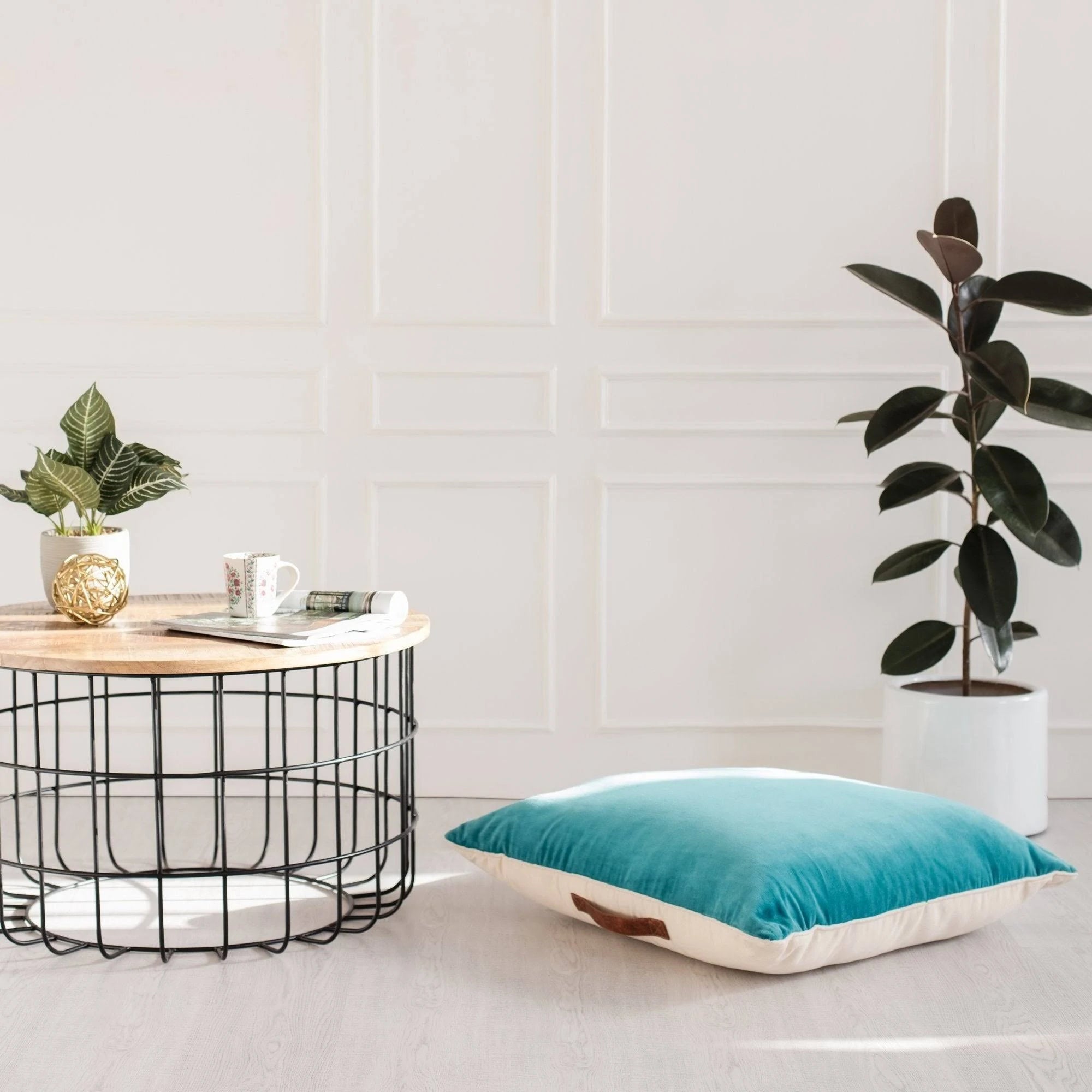 Coffee Table Wood Cage Black Natural k7