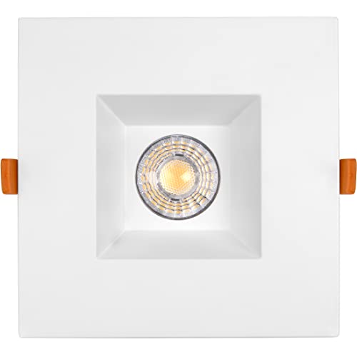 6" Ultra-Thin Recessed Anti-Glare LED Downlight Dimmable Square Black Trim 5CCT J-Box Included k7