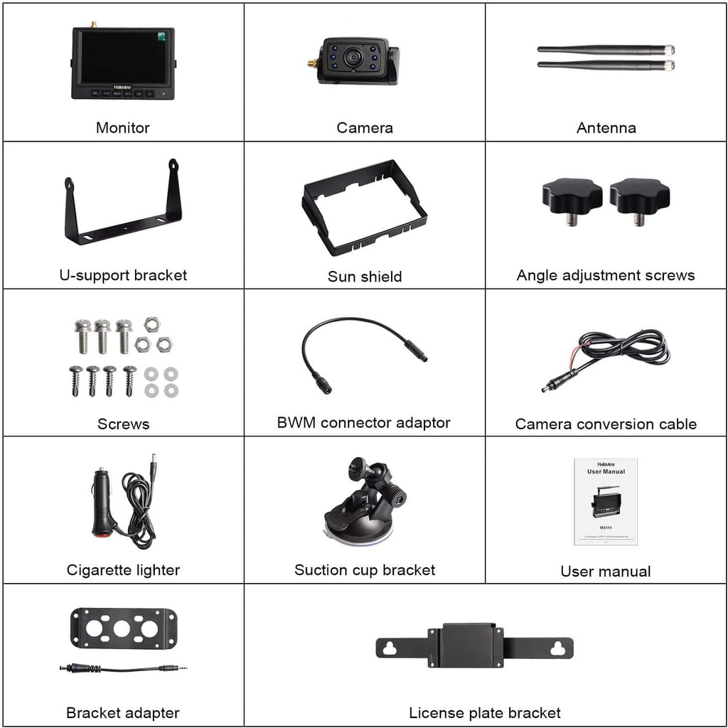 Wireless Backup Camera System 5" Monitor IP69K Waterproof Reversing Kit a7