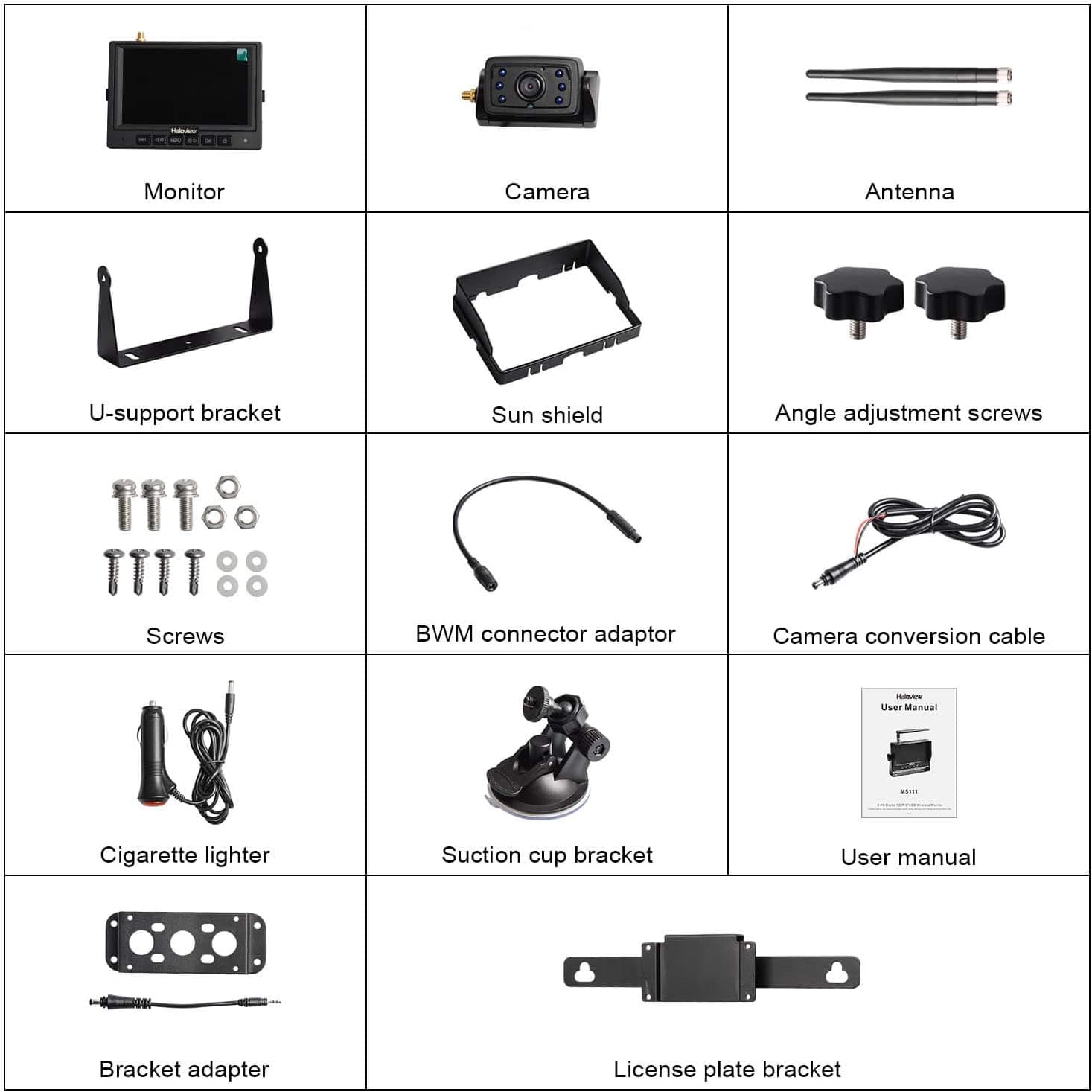 Wireless Backup Camera System 5" Monitor IP69K Waterproof Reversing Kit a7
