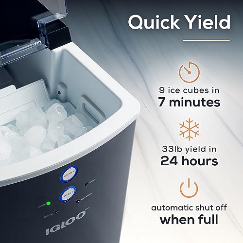 Electric Countertop Ice Maker Machine Portable 33lbs 24h Stainless Steel A7