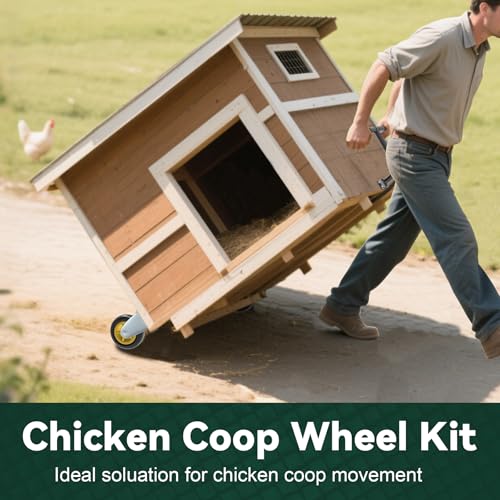 Chicken Coop Wheels Kit 2 Pack 4" Casters with Lifting Handle a7