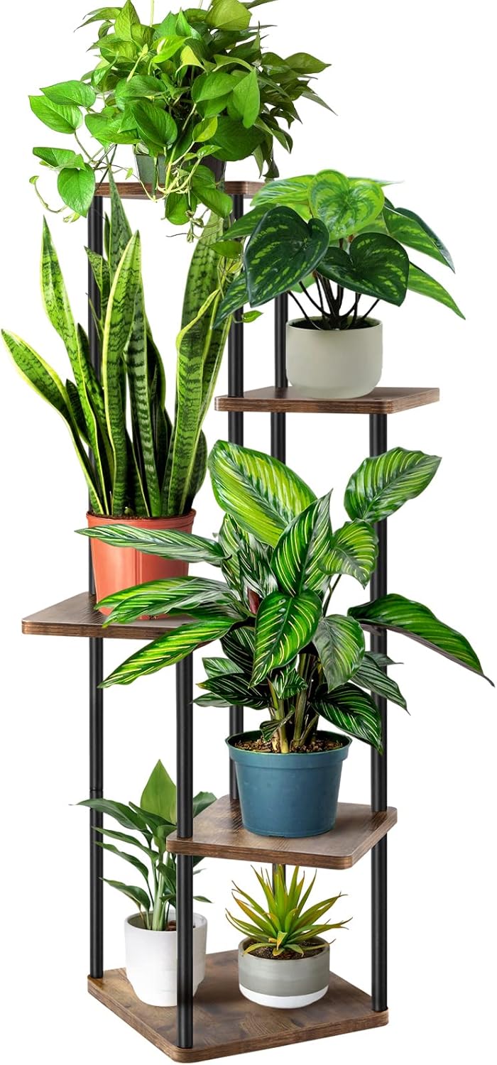 Plant Stand Indoor 4 Tier Flower Shelf Holder Rack Brown k7