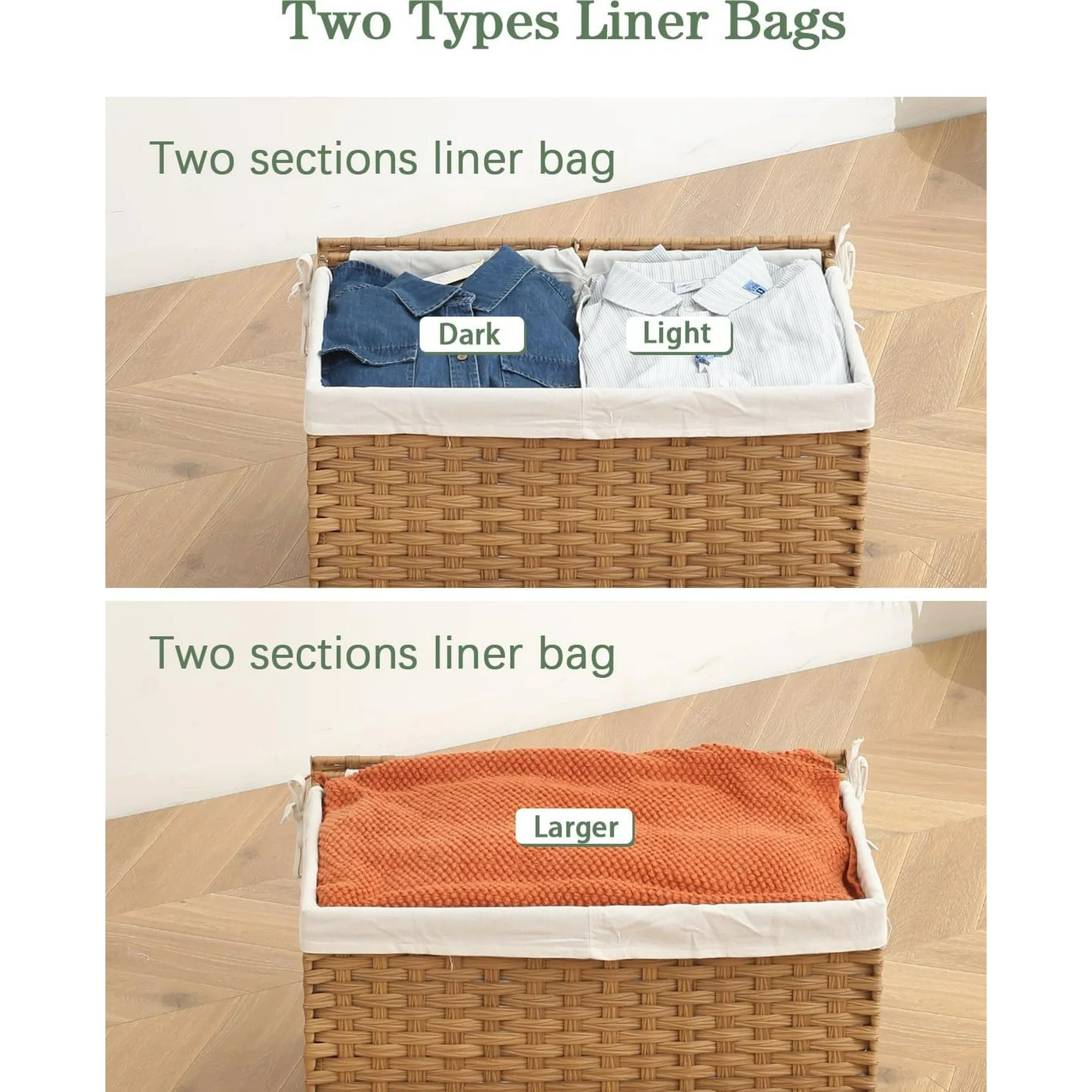 Wicker Storage Basket with Lid and Handles 42 Gallon A7