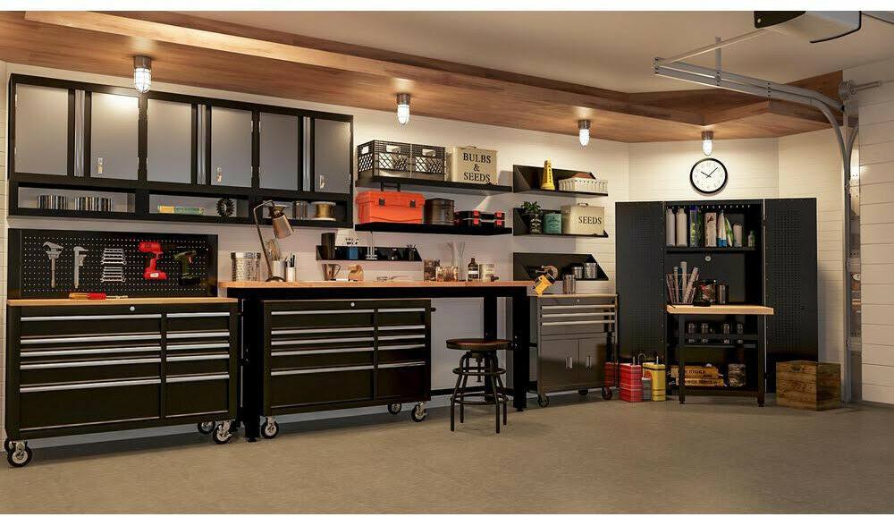 Steel Garage Wall Cabinet Black Grey k7