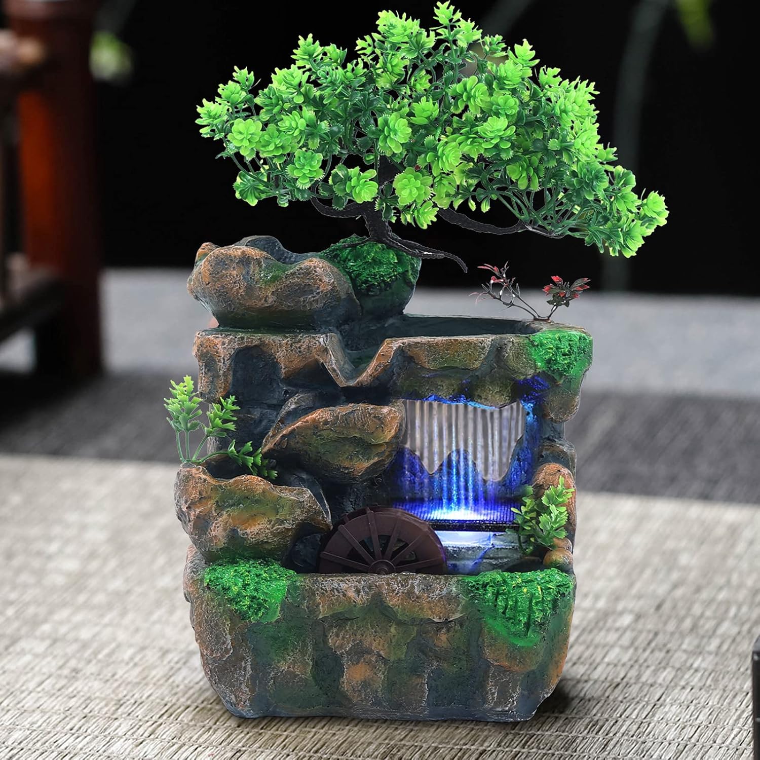 Indoor Tabletop Rock Water Fountain with LED Light a7