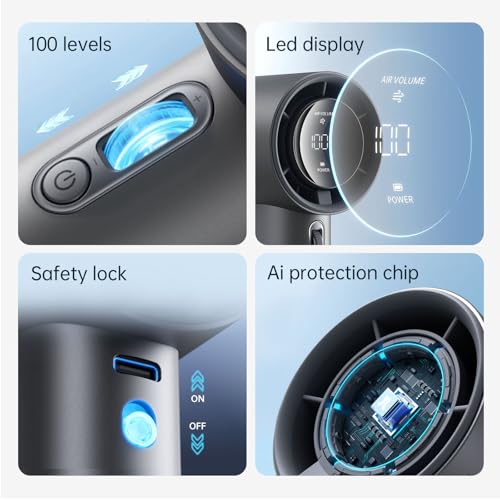 Portable Handheld Fan with LED Display, Metal Shell 7k