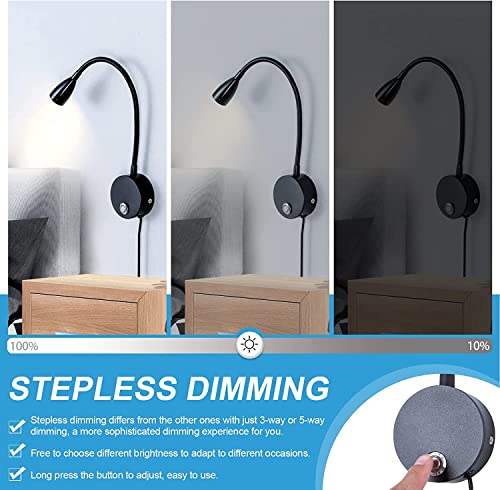 LED Wall Mount Reading Light Set of 2, 3W Gooseneck Lamp a7