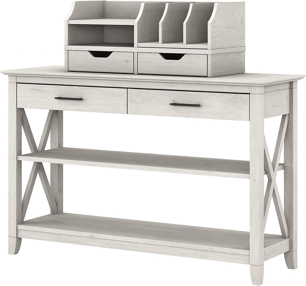 Bush Furniture Key West Console Table with Storage and Desktop Organizers, Cape Cod Gray 7k