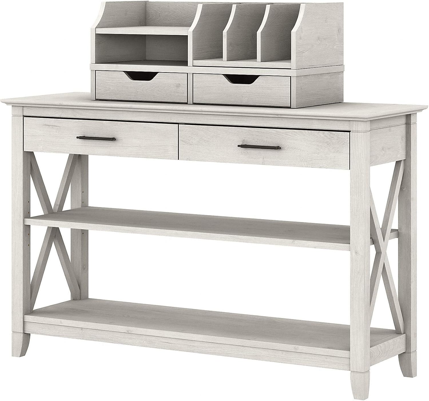 Bush Furniture Key West Console Table with Storage and Desktop Organizers, Cape Cod Gray 7k