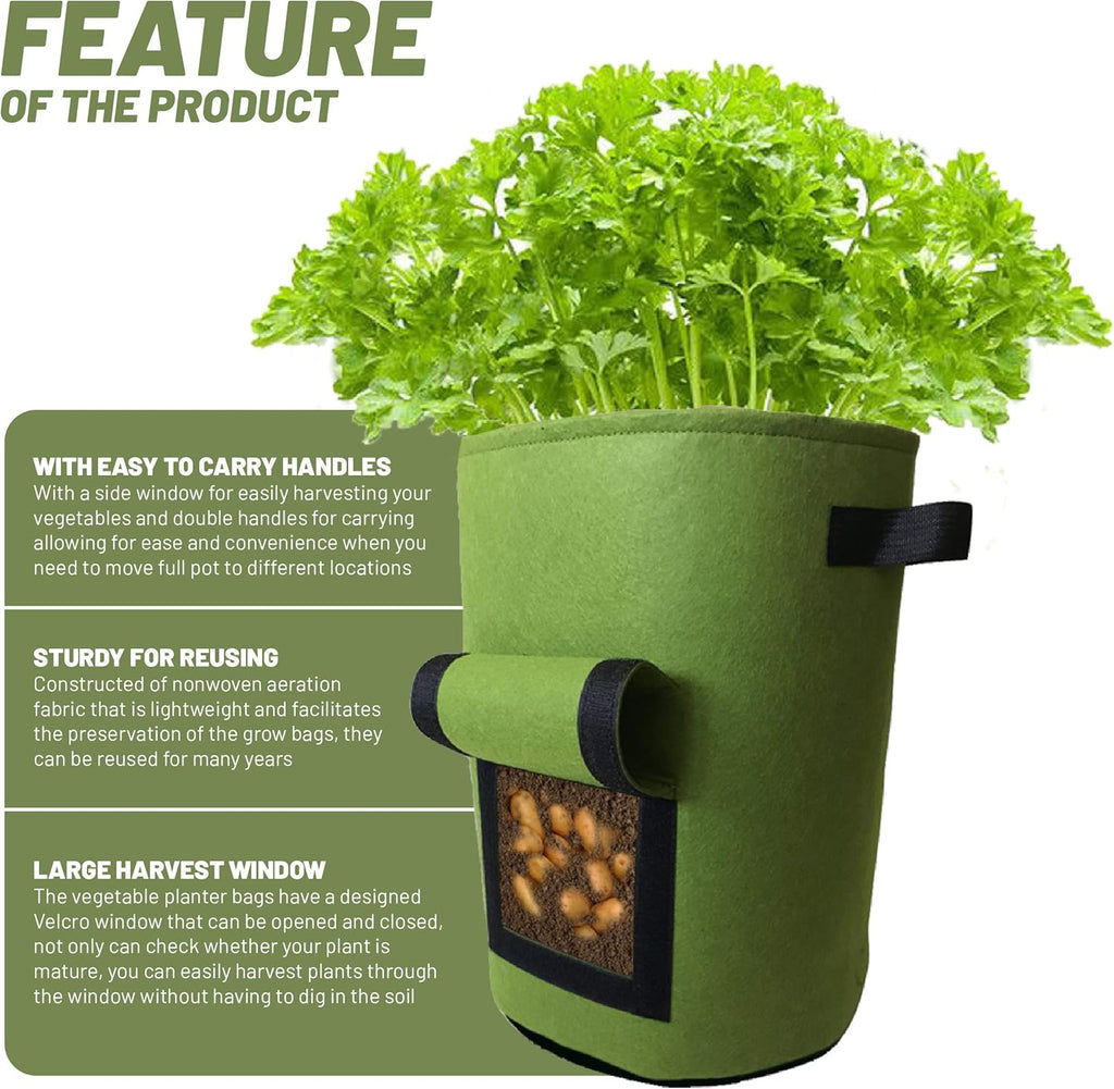 Heavy Duty Fabric Planter Bags 10 Gallon with Handles 3 Pack k7