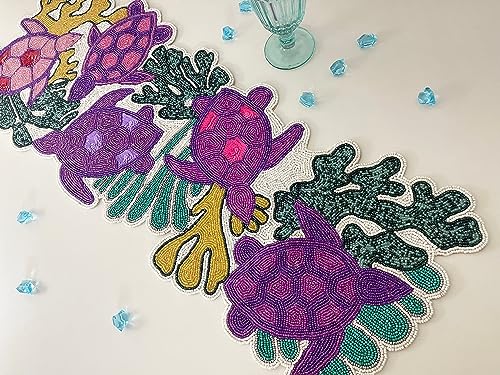 Beaded Table Runner 13x36 Multicolour H7q