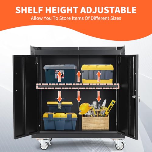 Lockable Metal Tool Cabinet with Wheels A7