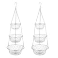 2X 3 Tier Fruit Basket, Vegetable Basket Chain Hanging Space Saving Fruits, Plants Storage Basket