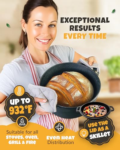 Cast Iron Dutch Oven for Bread Baking with Lid 3.2QT k7