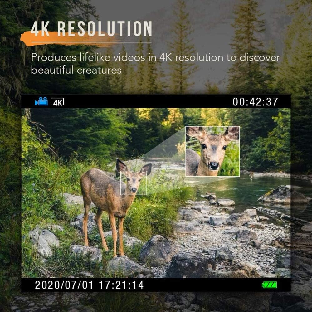 Trail Camera 4K Night Vision 30M Motion Activated IP66 Solar Panel A7