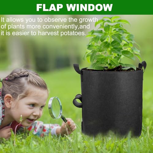 Potato Grow Bags with Flap Window, Aeration Fabric Pots, 6-Pack 7k