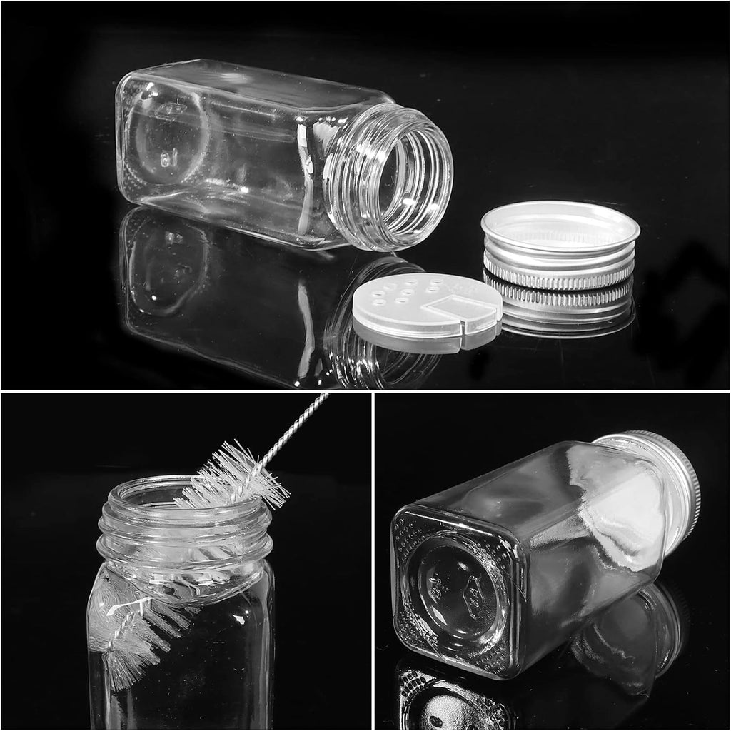 Glass Spice Jars 4oz with Metal Caps & Shaker Lid A7