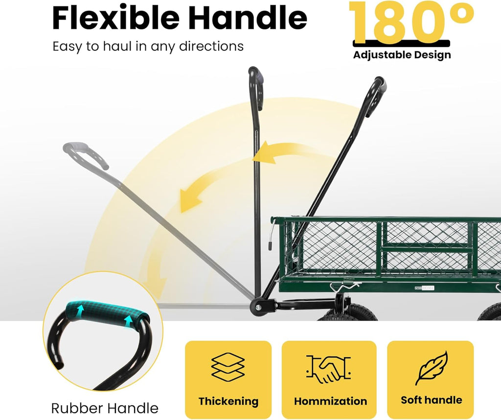 Heavy Duty Mesh Steel Garden Cart with Removable Sides 4.10/3.50-4 Wheels k7