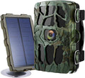 Trail Game Camera 4K 20MP 1080P Night Vision 98ft/30M 0.2s Motion Activated IP66 Waterproof 120° Wide Angle Lens 2.4" LCD Screen Hunting Scouting Cam with Portable Solar Panel and 32GB Card