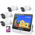 Wireless Security Camera System with 12” Monitor 2TB Hard Drive,Clearer Than 960P,SMONET 8 Channel Home CCTV Surveillance NVR Systems,4pcs 1080P Indoor Outdoor IP Cameras,Night Vision