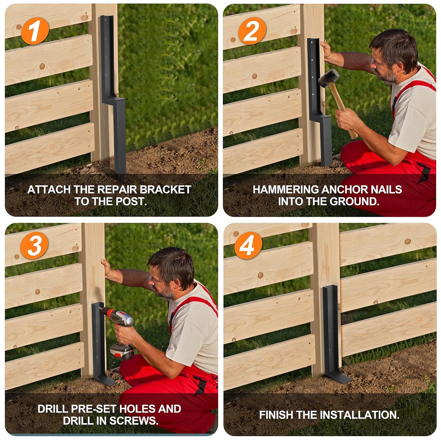 Fence Post Repair Kit Steel Ground Spike 2 Pack a7