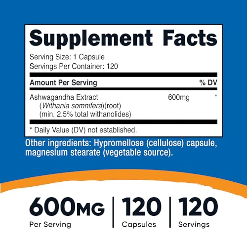 Ashwagandha Root Supplement 600mg, 120 Capsules a7