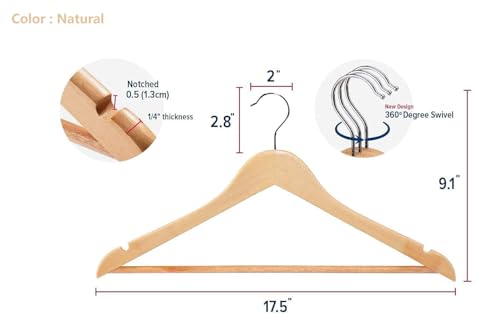 Wooden Hangers with Clips for Suits Coats Dresses 7k