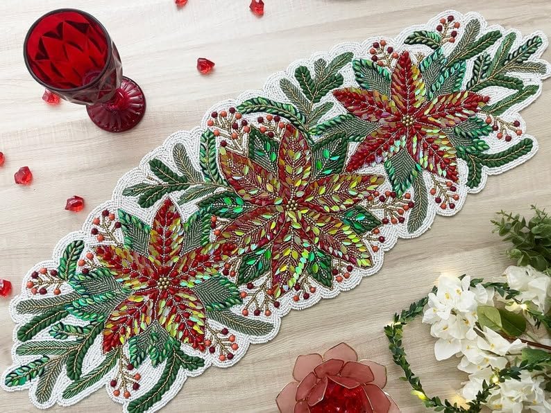 Beaded Table Runner 13x36 Multicolour H7q