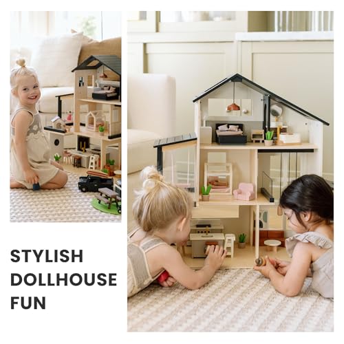Dollhouse with 53Pcs Furniture Wooden A7