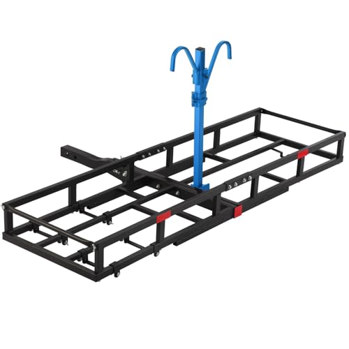 Hitch-Mount Bike Rack for Ebike Heavy-Duty - Comes with Cargo Carrier Fits 2 Electric Fat-Tire Mountain Bicycles Fits 2" Receiver for Car Trailer SUV Truck RV Minivan (Red)