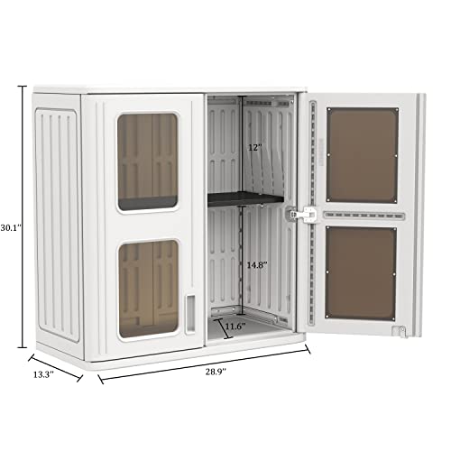 Outdoor Storage Cabinet Waterproof Resin Deck Box 60 Gallon Off White a7