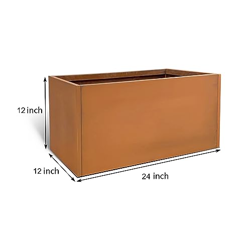 Corten Steel Square Planter Box Outdoor Metal Flower Pot 20 Inch a7