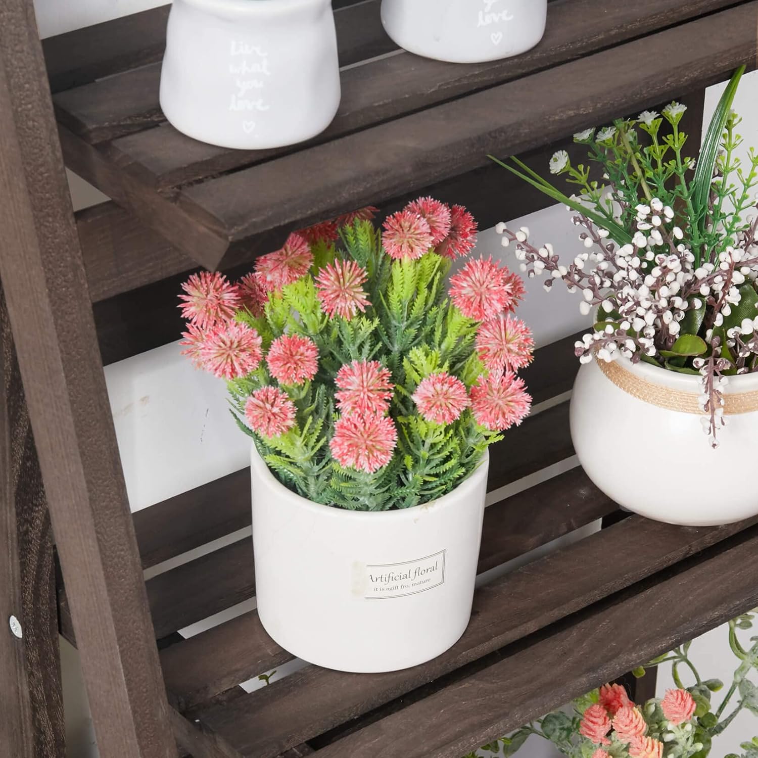 4 Tier Tall Ladder Plant Stand Wooden Indoor Garden Rack a7