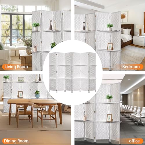 Folding Room Divider with Shelves 6FT Natural a7