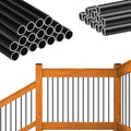 61 Pack Deck Balusters 32"x 3/4" Round Staircase Baluster, Diameter 3/4" Metal Deck Spindle and Stairs Railing,Hollow Round Black Deck Balusters for Deck Railing Porch