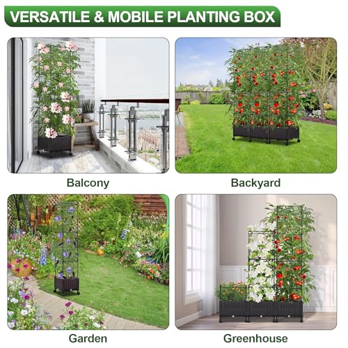Garden Bed Planter Box with Trellis 63in Tomato Cage a7