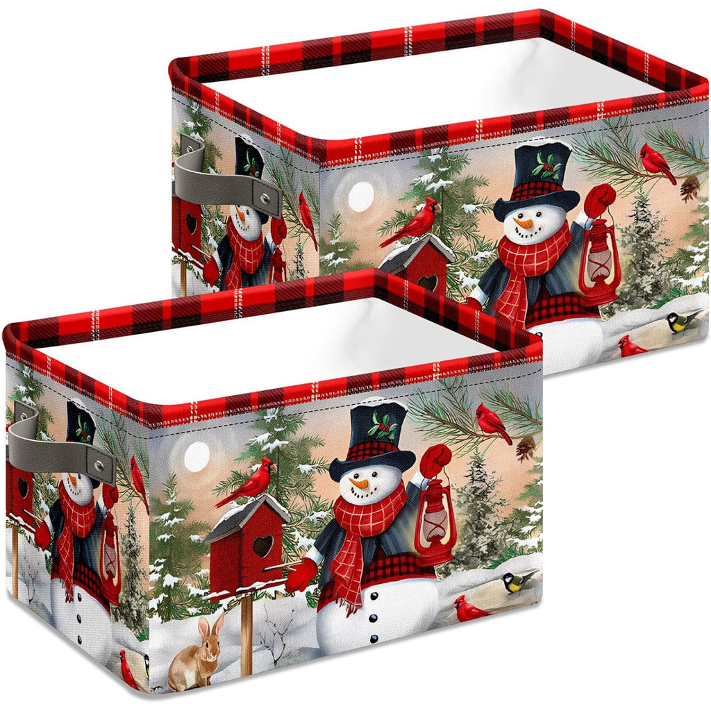 Christmas Snowman Foldable Storage Baskets with Handles 2 Pack k7m