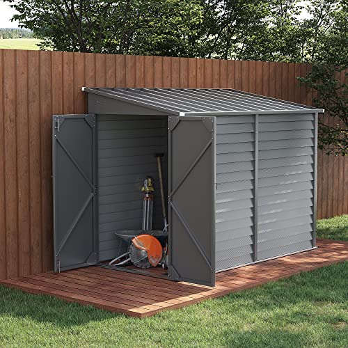 Steel Outdoor Storage Shed with Lockable Doors Gray 7k