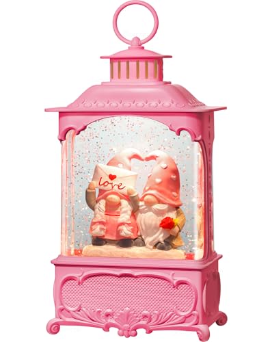 Easter Snow Globe Lantern with Timer Swirling Glitter, Indoor Decor A7