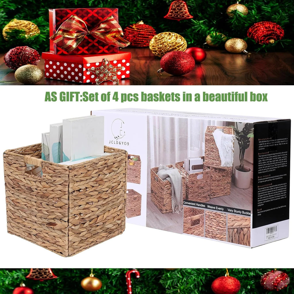 Handwoven Water Hyacinth Storage Baskets Set of 4 7k