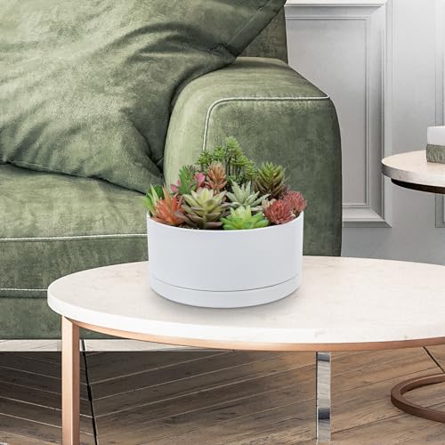 Ceramic Plant Pot with Drainage Hole and Tray 7 Inch a3
